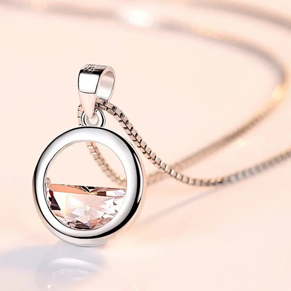 Beautiful ⭐4pc Bundle Sale⭐ Half Diamond Circle Pendant, Earrings & 18" Chain 🔗 - Picture 3 of 7